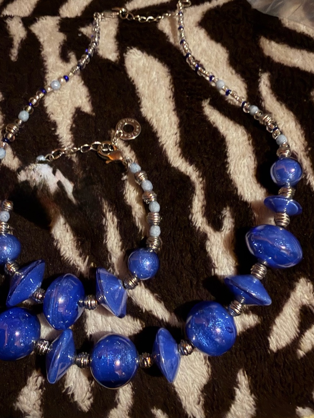 Handmade Blue Bead Statement Necklace - Women Jewelry